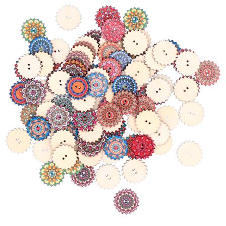 100 st Trä Kugghjulsform Knappar 2 Hål DIY Hantverk Sömnad Scrapbook Tillbehör