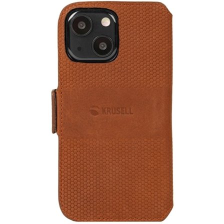 Krusell Leather Phone Wallet iPhone 13 Cognac