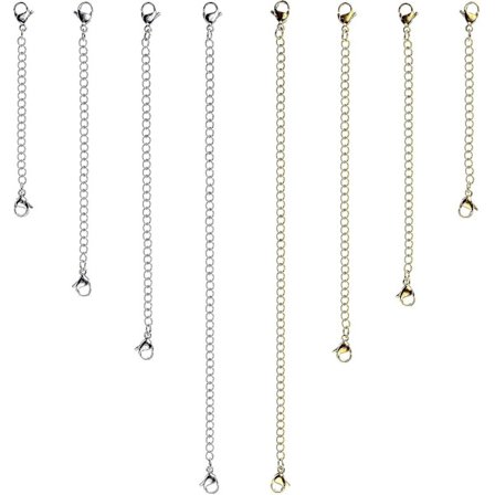 8 st rostfritt stål halsband förlängare armband förlängare förlängningskedjeset 4 olika längder: 6 tum 4 tum 3 tum 2 tum