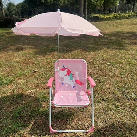 Campingstol med solskærm, egnet til børn over 3 år, let og kompakt, egnet til strand, camping, rejser