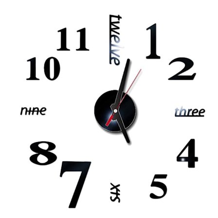 3D Veggklokke Speil Avtakbar Selvklebende Kunst Dekal Veggklistremerke