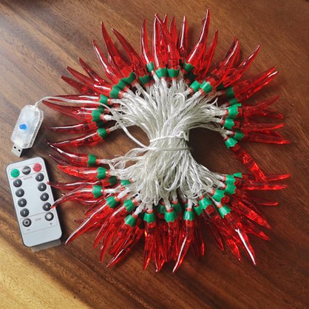 LED Röd Paprika Lykta Strängljus Solcellsdriven Utomhus Vattentät