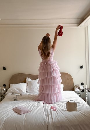 Bubbleroom Occasion - Tulle Frill Gown - Light pink - Kläder