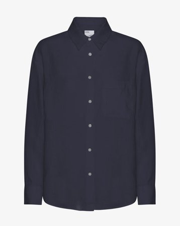 Linen Oversized Shirt - Navy Blue
