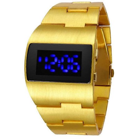 Lyxig Guld Stor Klocka Herr Sport Led Digital Klockor Guld Silver Svart Rostfritt Stål Elektroniska Armbandsur Reloj Hombre 2022_Super Present