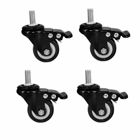 M8x25mm 4 kpl Kuormankestäviä 240 kg:n Trolley-pyöriä PU-kalustepyörien vaihto (Jarrulliset pyörät)