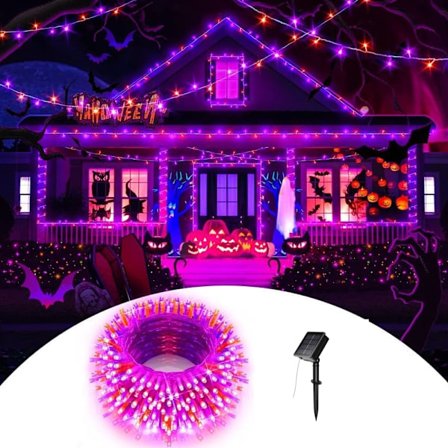 Halloween-koriste, Halloween-valot ulkokäyttöön 200 LED 20m aurinkoenergialla toimiva Halloween-koriste