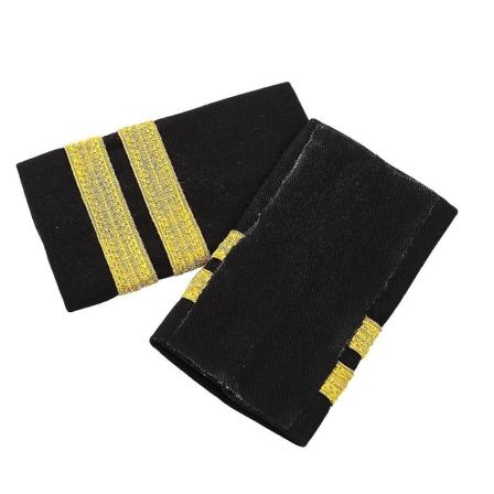 Traditionelle pilotstang-epauletter Mode guldstriber Broche-epauletter til ensartet skjorte Professionelle skulderbrætmærker Håndværk Black Gold Two