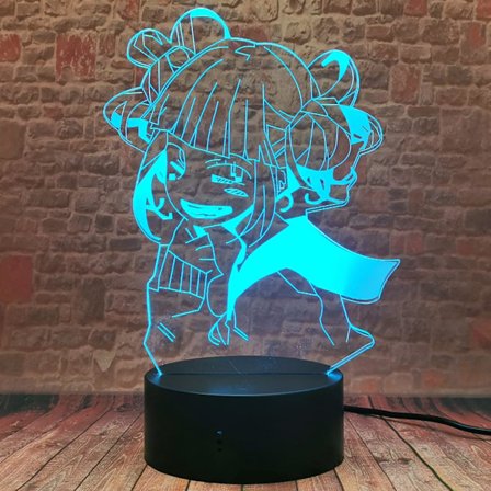 Japan Anime - Himiko Toga Boku no Hero Academia Kryds Mit Kroppen Figur Nattlys - 3D LED 16 Farve Skift Bordlampe med Fjernbetjening - Drenge