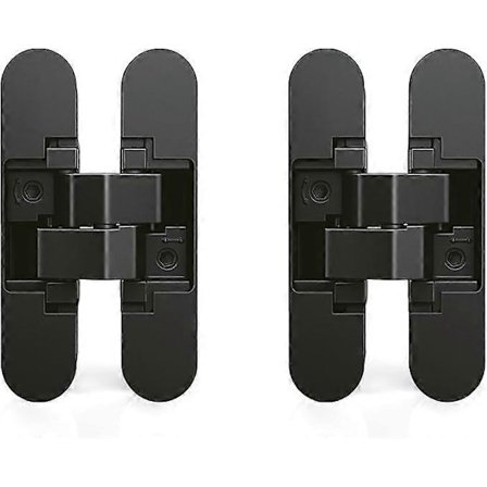 Usynlig hengsel for tilgangsdører, sett med to usynlige hengsler for tunge dører, 40 kg (88,2 lb) belastning, 180 åpning, zamak, svart [DB]