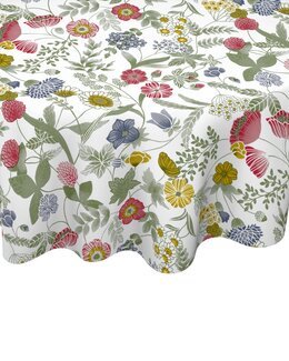 Voksdug rund blomstret 140 cm Øko-tex Hvid - Linea
