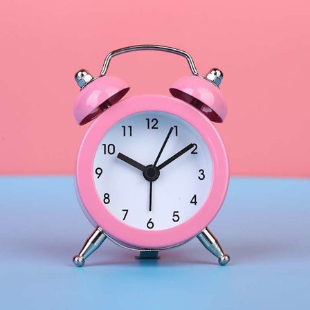 2-delt rosa dobbelklokke vekkerklokke retro stille nattbord A