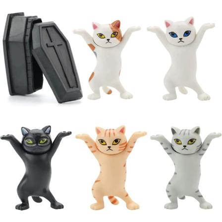 Katt Stationery Holder, 6 st Dansande Pennhållare, Förvaringslåda, Skrivbords Pennhållare, Kreativ Pennhållare, för Kontor eller Heminredning