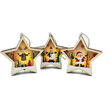 3 stk. Julegave LED Lysende Gammel Snemand Lille Natlys