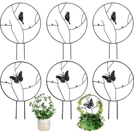 Climbing Plant Support - Small Metal Trellis for Potted Plants - Metal Support for Climbing Plants - Butterfly and Bird Support - for Indoor Use