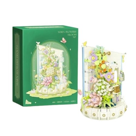 Blomma Vattenfall Kruka Byggnad Klossar Modell Ros Orkidé Suckulenter Bukett Romantisk Montering Leksaker