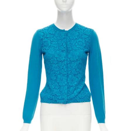 Valentino Vintage, Pre-owned Wool tops Blauw, Dames, Maat:S,wol