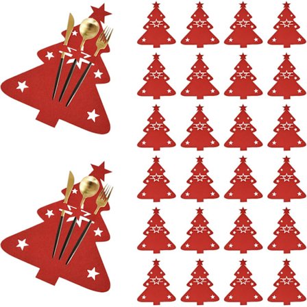 Set med 24 röda julbestickhållare kompatibla med julbestick