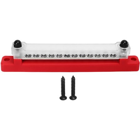 48V 150A 12-polig samlingsskena för kraftfördelning med lock M6-bultar M4-skruvar för bil RV marinbåt röd