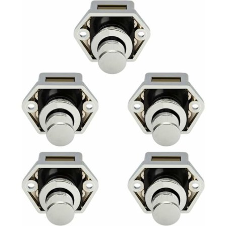 PCS Mini Trykknap Skuffe Skab Dørlås Campingvogn Autocamper Båd Krom Knap KLB