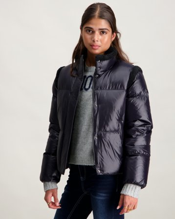 Polo Ralph Lauren Teddy Fleece–Trim Down Boxy Jacket Svart Jackor Tjej - Kids Brand Store