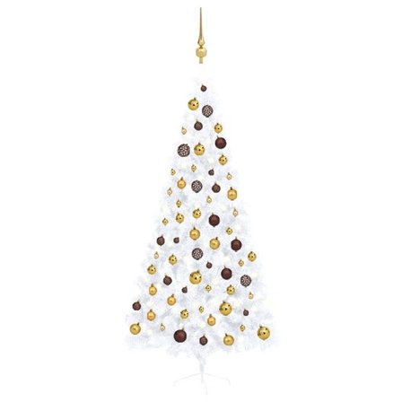 VidaXl Halv Plastgran Med Led Samt Julgranskulor Vit 210 Cm - Litenleker