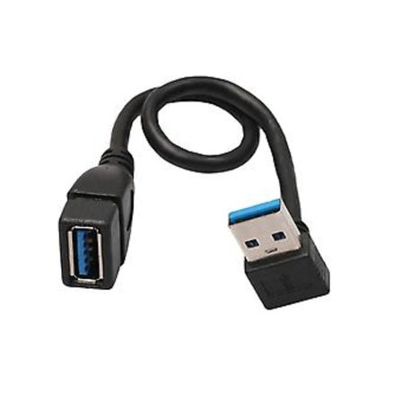 USB 3.0 90 asteen kulma-jatkojohto, uros-naaraspää, 20 cm