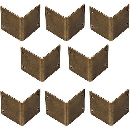 8 stk. Ren Messing 90 Graders Retvinklet Hjørnebeskytter Hjørnebøjler Kamfertræskasse Hjørnekode Antik Kantbeskyttelse (30x30mm)