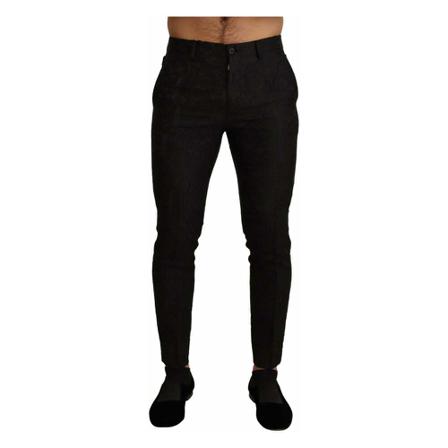 Dolce & Gabbana Black Floral Slim Bukser Sort, Herre