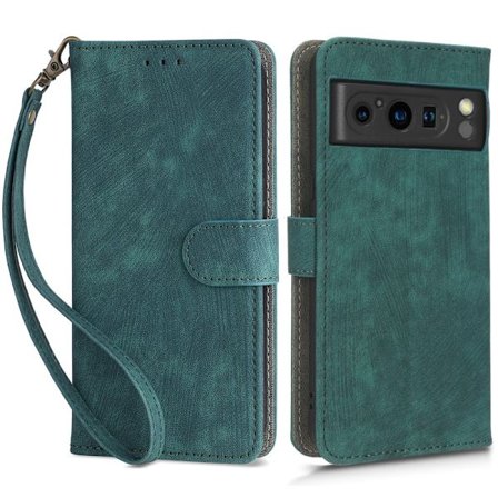 SKALO Google Pixel 8 Pro Flip Cover m. pung i PU-læder - Grøn