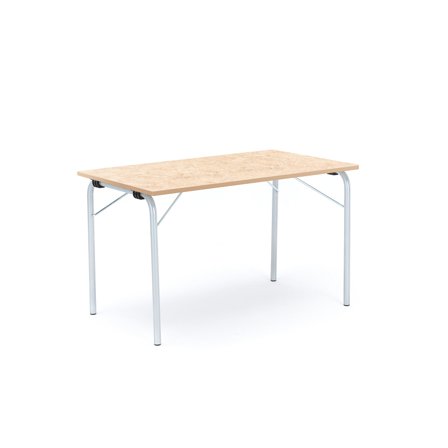 Klapptisch NICKE, 1200x700x720 mm, alugrau, Linoleum beige