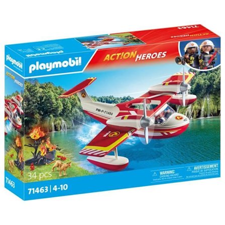 PLAYMOBIL 71463 Sjöflygplan med brandman - Action Heroes - Brandmän - från 4 år och uppåt