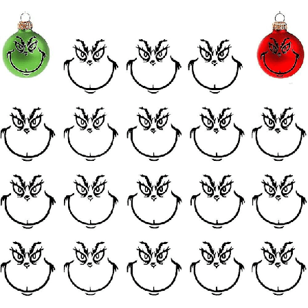100 stk Grinch-klistremerker for pynt Grinch-ansikt Dekaler Vinylklistremerke