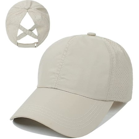 Kvinnors Criss Cross Ponytail Baseball Cap Justerbar Hög Messy Bun Ponycap Snabbtorkande Hatt