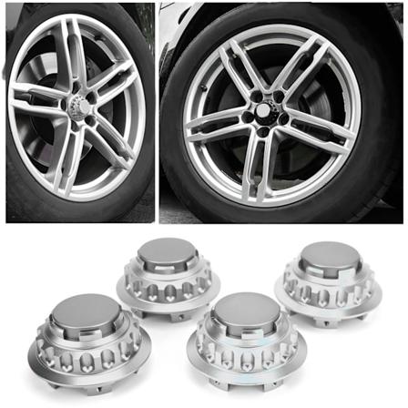 4 stk 3 tommers hjulnavdeksel i aluminium, 7PP601149A erstatningstilbehør, titanfarge
