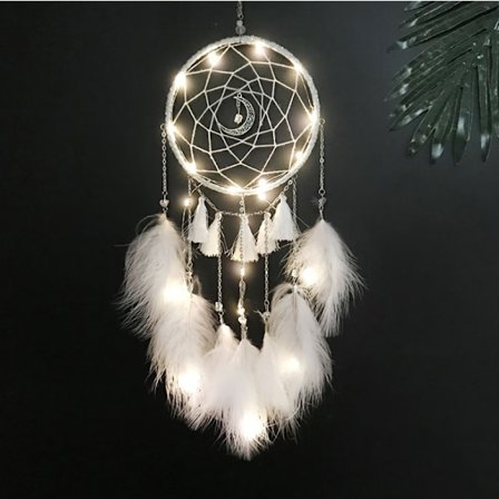 Lille drømmefanger med LED-lys, håndlavet fjerdrømmefanger