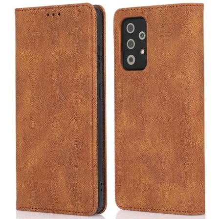 SKALO Samsung A23 5G Slim Premium Lompakkokotelo - Ruskea