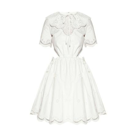 Self Portrait, Openwork cotton dress Wit, Dames, Maat:XS,Katoen