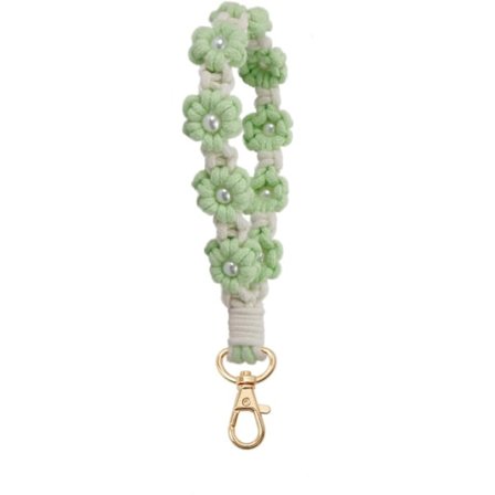 Makrame nøkkelring Håndlaget håndledds nøkkelring Håndleddsbånd for nøkler Søt blomst nøkkelring Nøkkelkjede for kvinner