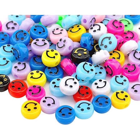 100 Smiley Face Pärlor, 10mm Färgglada Akryl Pärla Smiley Face Armband Diy Tillbehör och Tillverkning