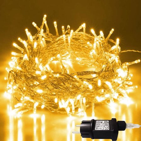 Eventyrlys, 100 LED 13 meter julelys utendørs innendørs vanntett utvidbar ende til ende lyslenke for tre, fest, bryllup, hage, hjem, uteplass - varm 