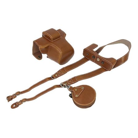 Avtagbar kameraväska i PU-läder för Nikon Z fc 28 mm med batterilucka + objektivväska + axelrem