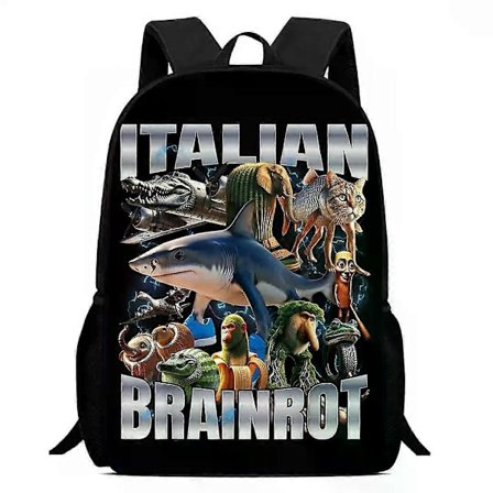 Skoltaske Tralalero Tralala Rygsæk Tungtung Sahur Brainrot Børn Skoletasker Børn Udendørs Sports Rygsæk Rejse Anime Rygsæk Gave-XF29-