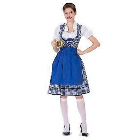Oktoberfest Kostyme Tysk Dirndl Kjole Kostyme Bayersk Karneval Party Dame (L Blå)