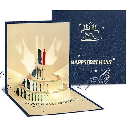 (Sininen)Syntymäpäiväkortti Naiselle Miehelle Tervehdyskortit Musiikilla ja Valolla