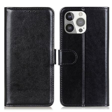 Iphone 13 Pro Fodral Crazy Horse Läder Svart Svart