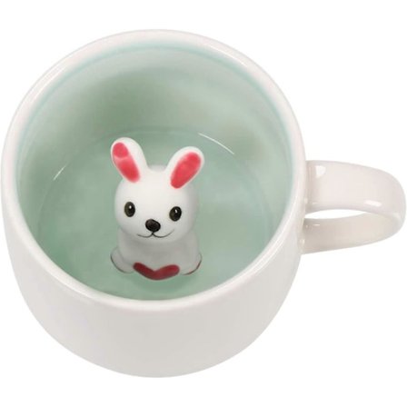 3D Kaffekrus Sød Håndlavet Dyrefigur Keramisk Tekop, Jul, Fødselsdag, Mors Dags Gaver (Kanin) som vist som vist