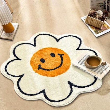 Söt badrumsmatta Smiley Face Rug Badrumsmatta Solros Badrumsdekoration Matta Absorberande badkarsmatta,50x50cm