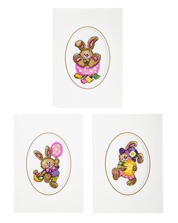 Broderikit Kort Påskharen 3-pack