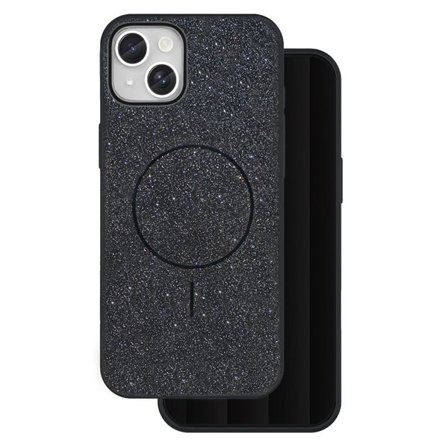 Glittrigt skal för iPhone 14 med MagSafe och metallknappar - Svart
